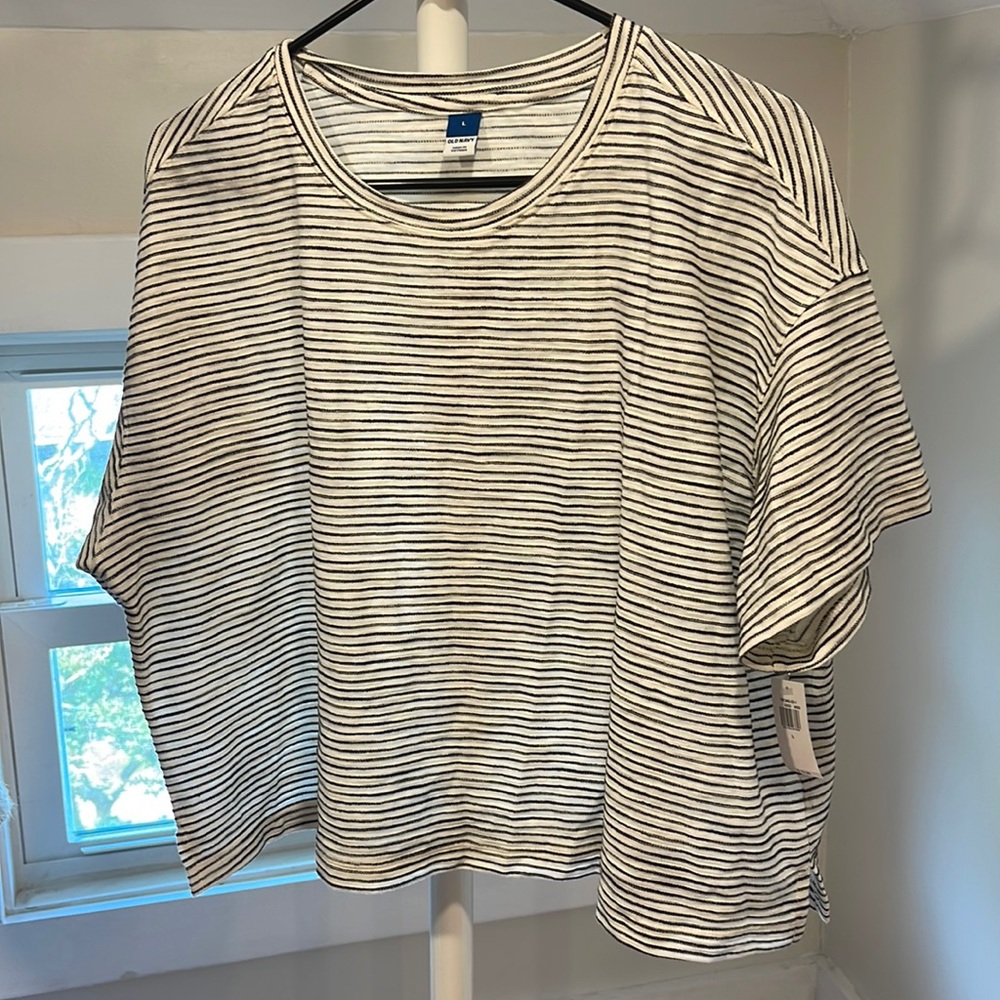 nwt old navy striped crop boxy top, size large